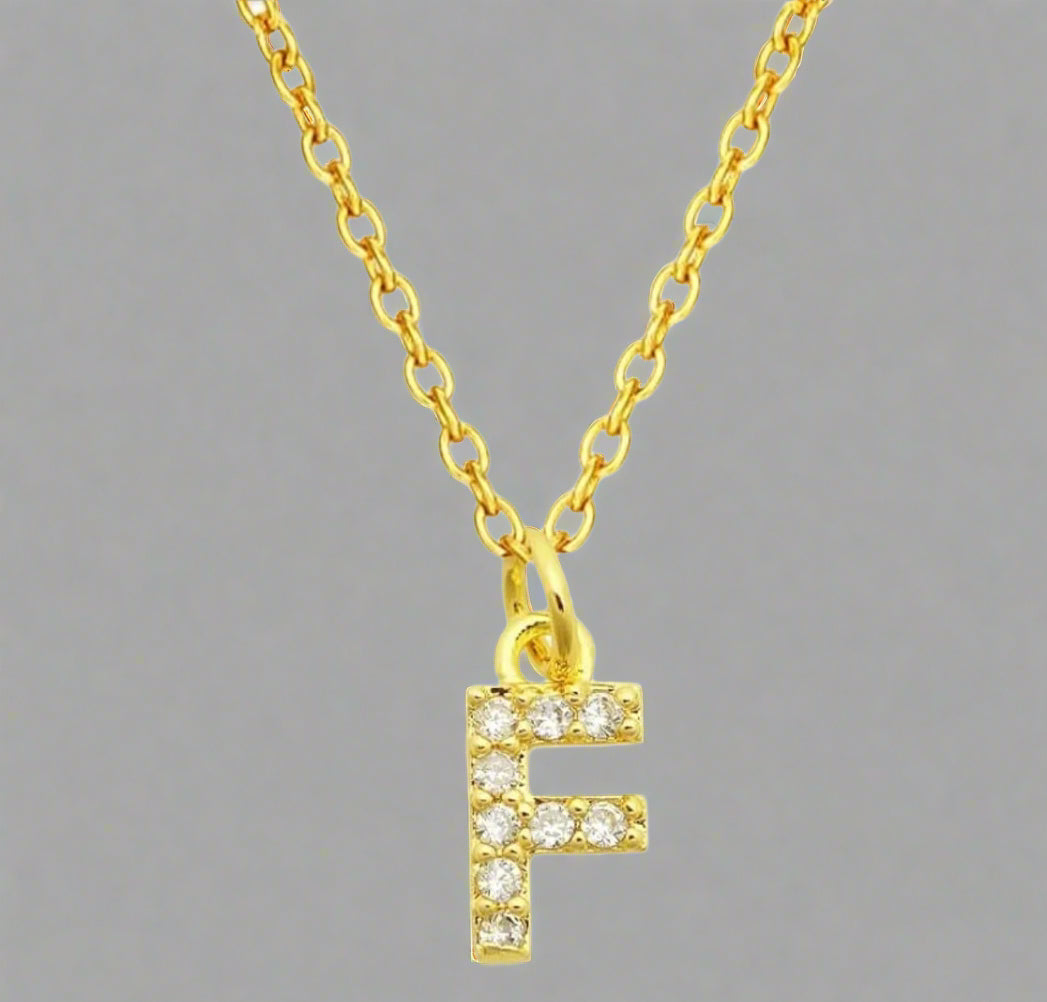 Dainty Pave Initial Charm Necklace