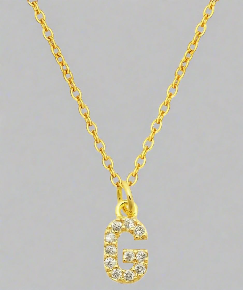 Dainty Pave Initial Charm Necklace