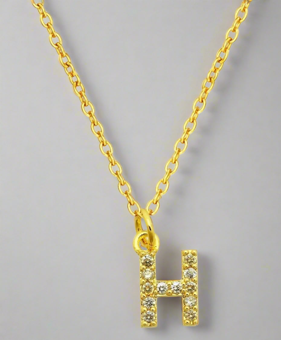 Dainty Pave Initial Charm Necklace