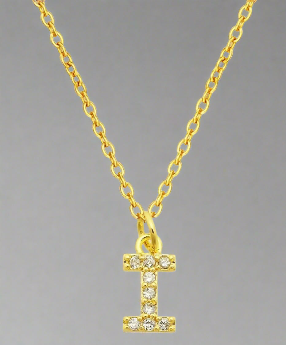 Dainty Pave Initial Charm Necklace