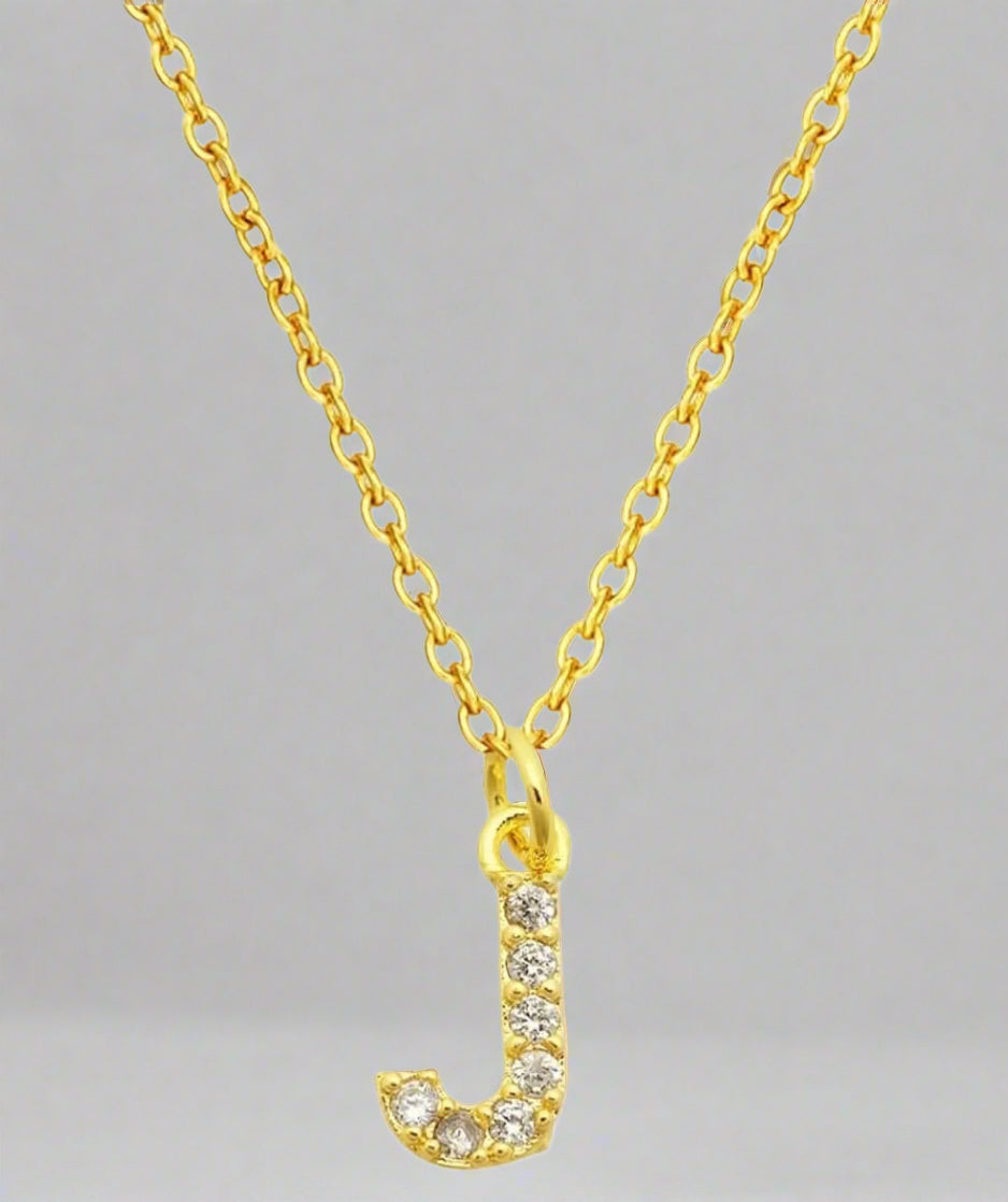 Dainty Pave Initial Charm Necklace