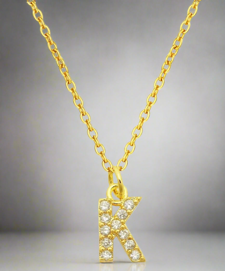 Dainty Pave Initial Charm Necklace