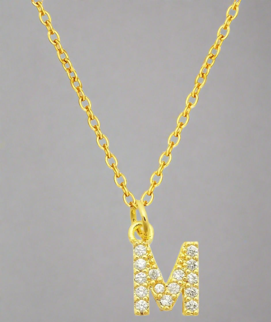Dainty Pave Initial Charm Necklace