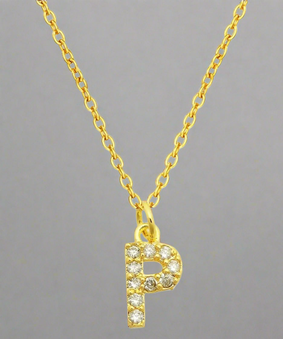 Dainty Pave Initial Charm Necklace