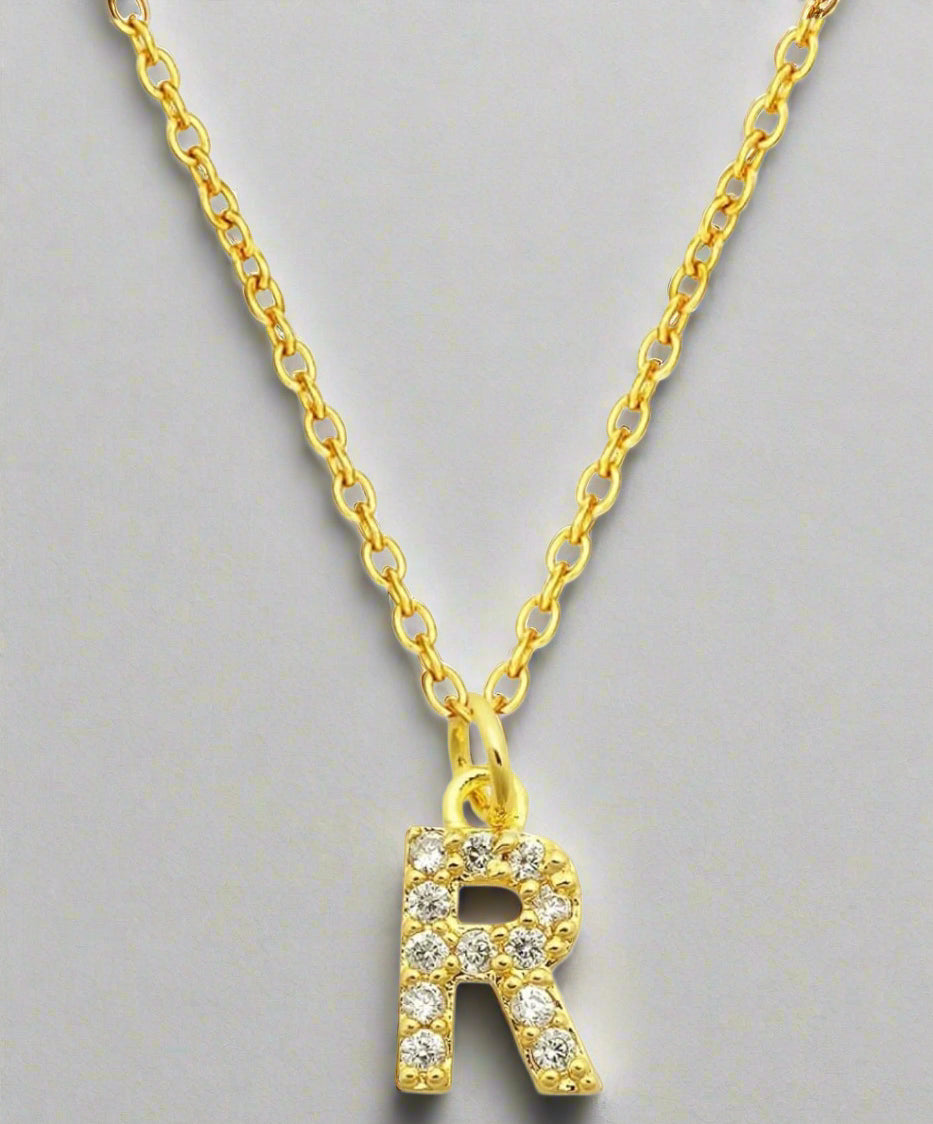Dainty Pave Initial Charm Necklace