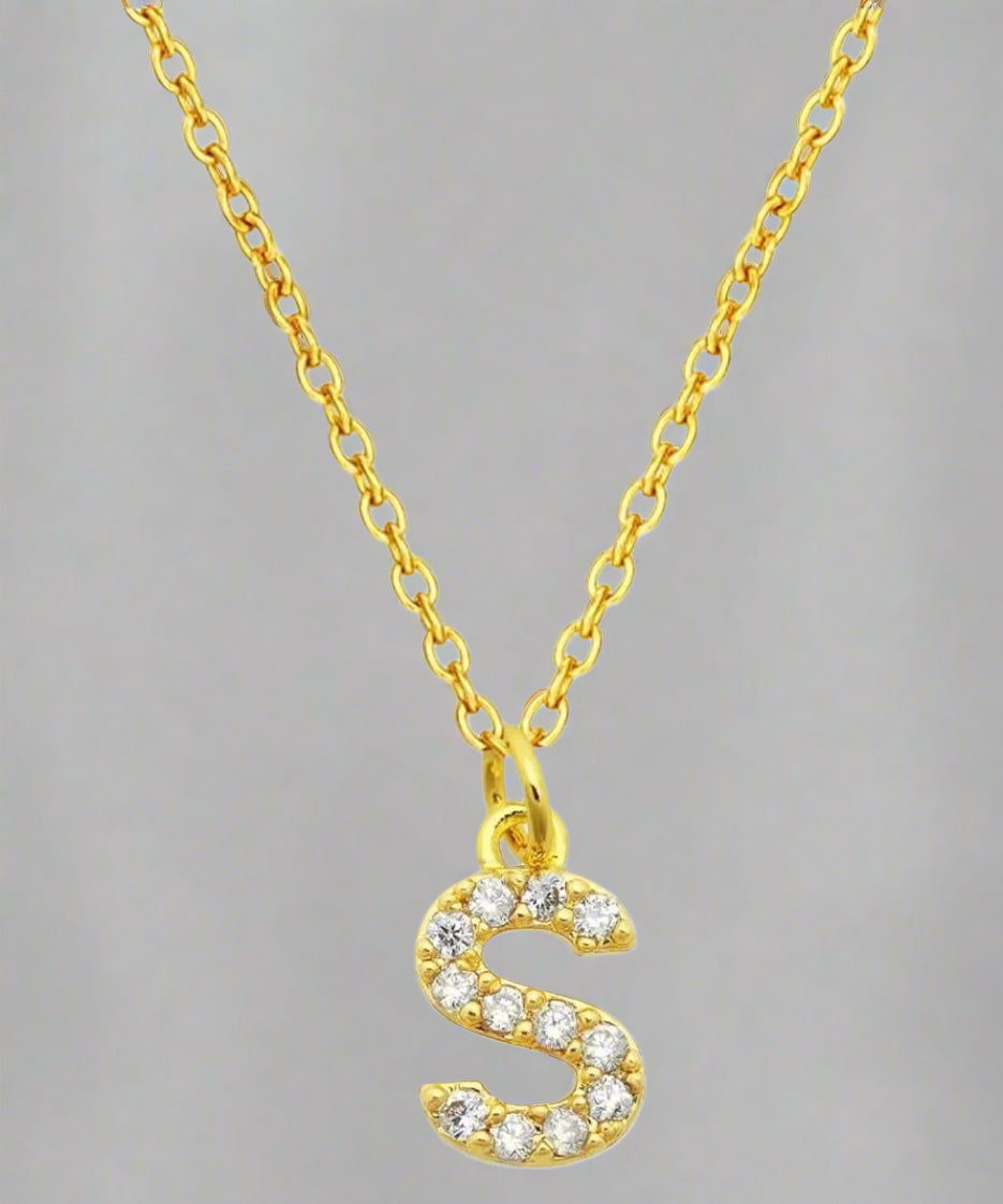 Dainty Pave Initial Charm Necklace