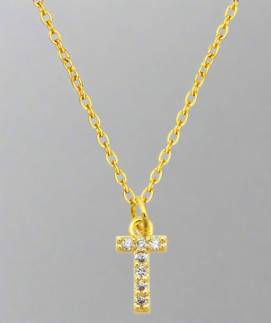 Dainty Pave Initial Charm Necklace