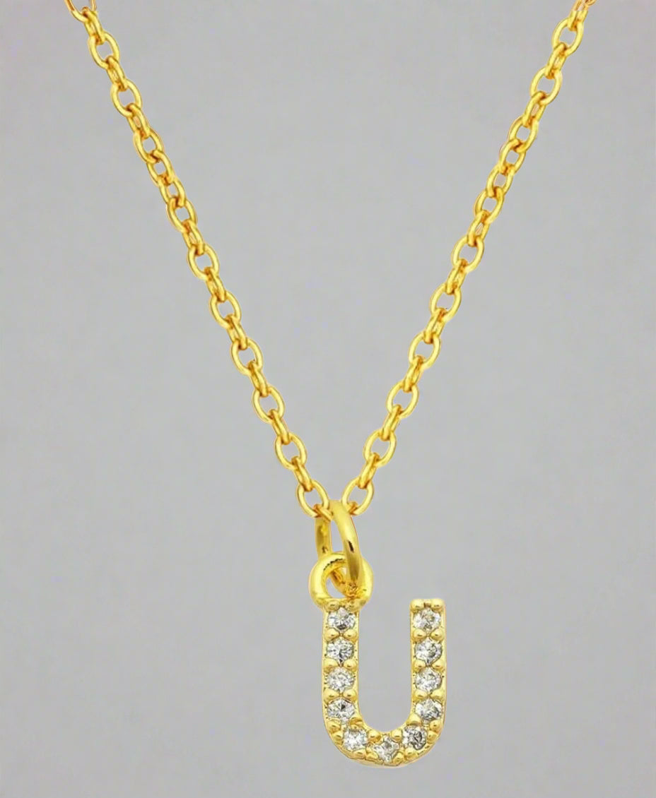 Dainty Pave Initial Charm Necklace