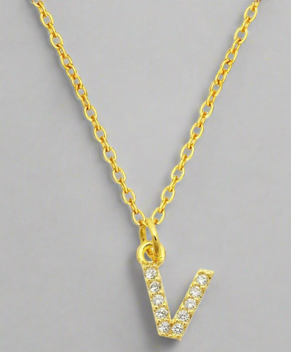 Dainty Pave Initial Charm Necklace