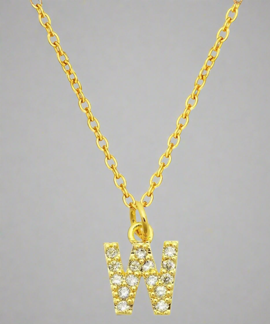 Dainty Pave Initial Charm Necklace