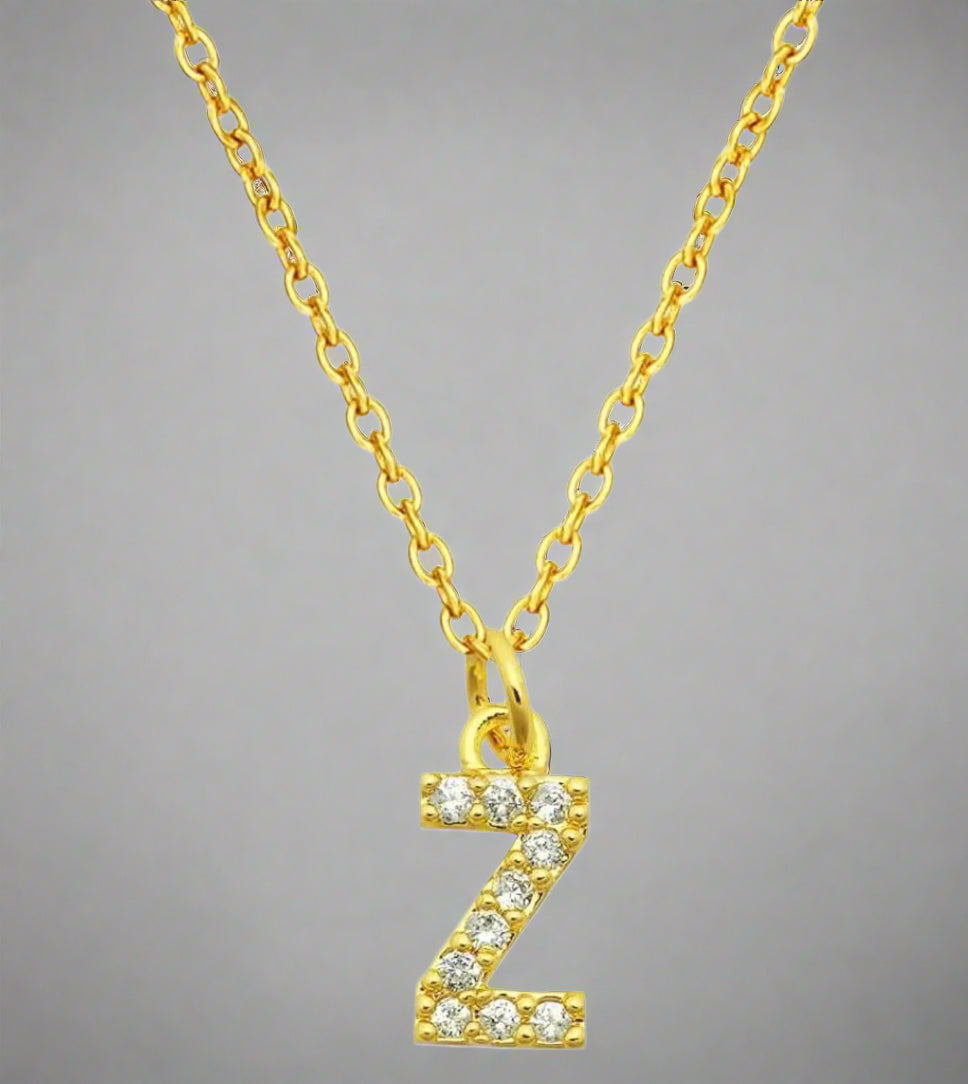 Dainty Pave Initial Charm Necklace