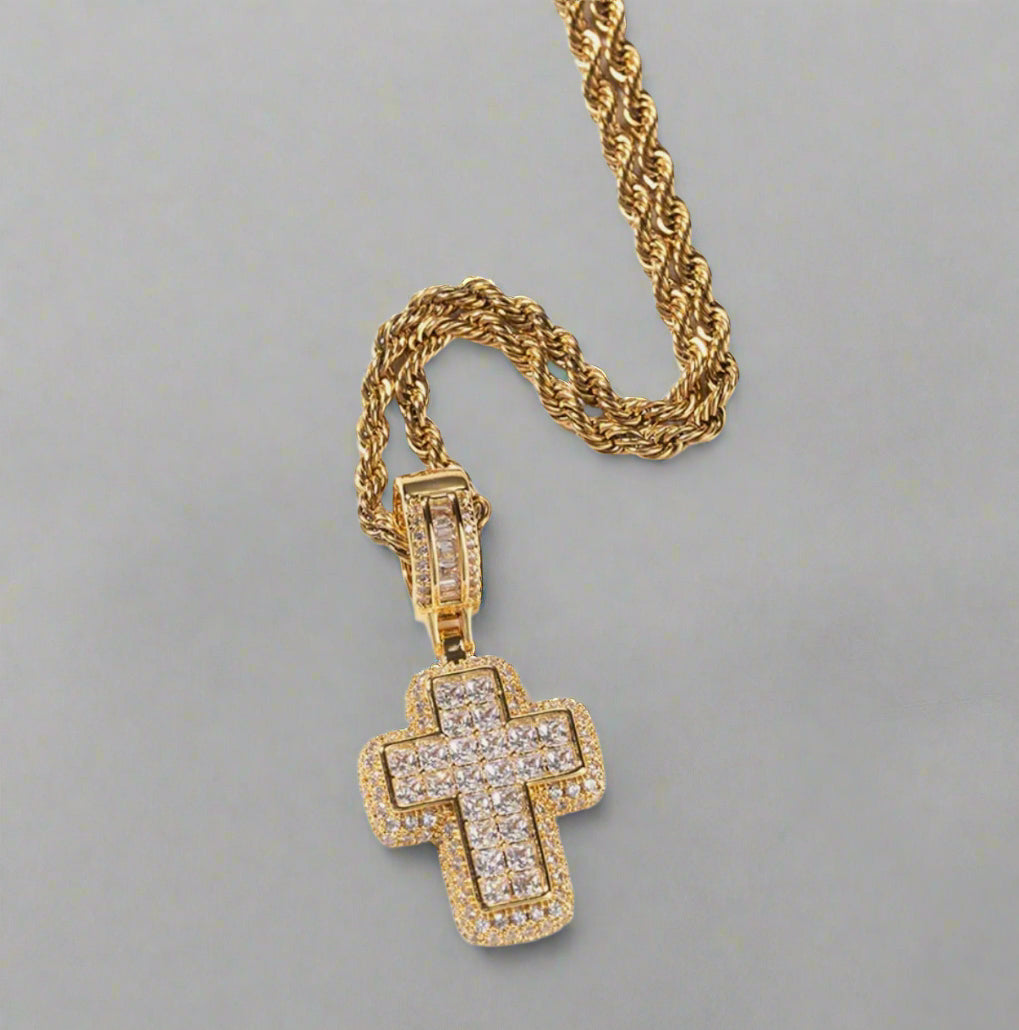 Pave Setting Cross Necklace