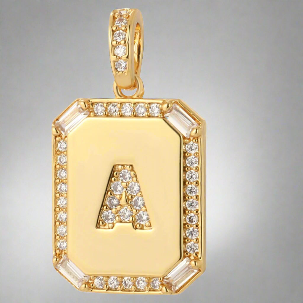 Pave Initial Tag Pendant