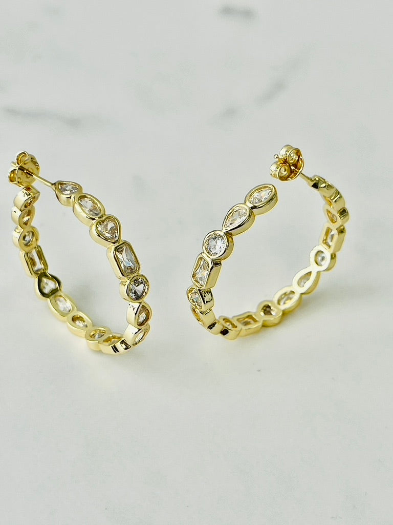 Geo-Diamond Hoop Earring