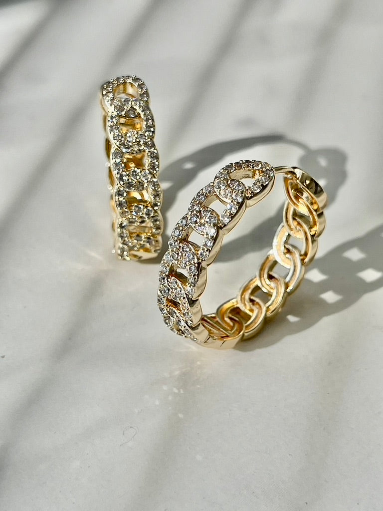 Pave Link Hoop Earrings