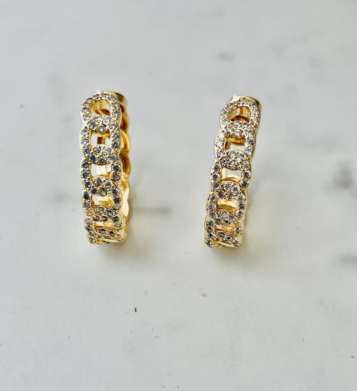 Pave Link Hoop Earrings