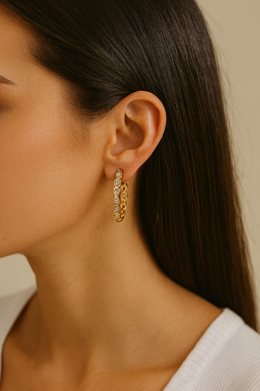 Geo-Diamond Hoop Earring