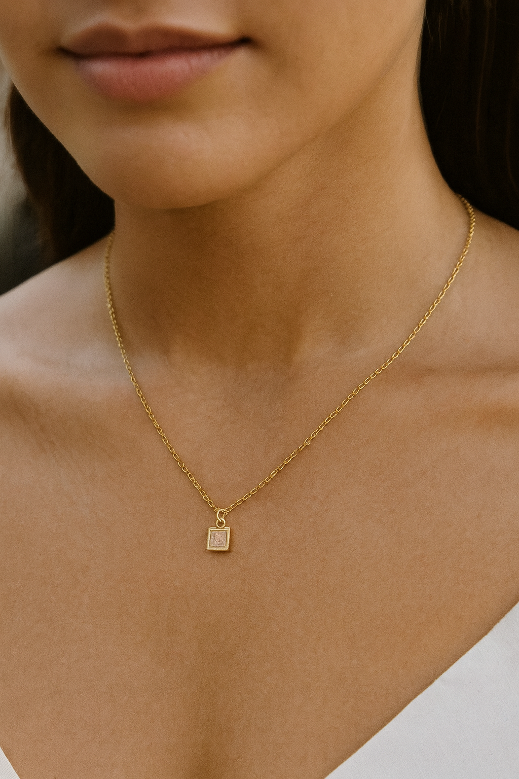 Dainty Square Bezel Necklace