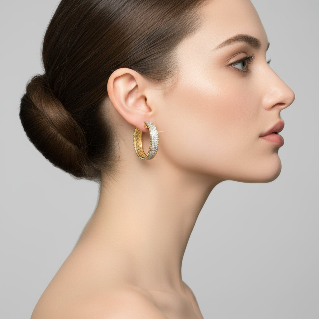 Micro Pave Oval Hoop Earrings