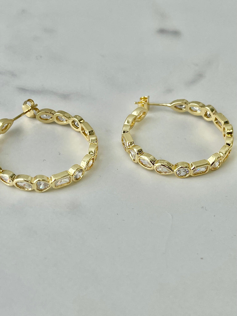 Geo-Diamond Hoop Earring