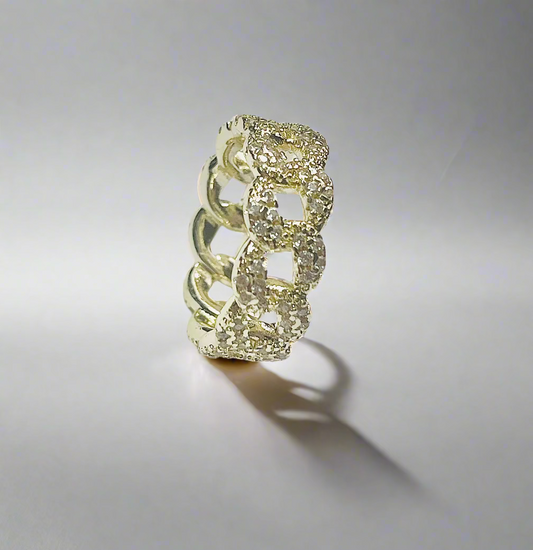 Micro Pave Cuban Link Ring