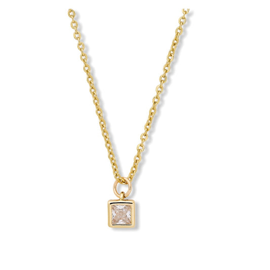 Dainty Square Bezel Necklace