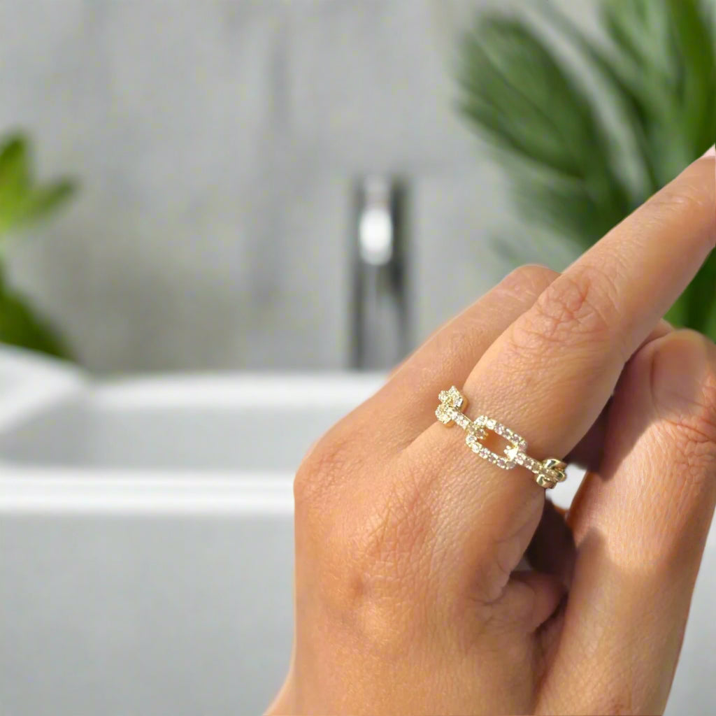 Micro Pave Paper Clip Ring