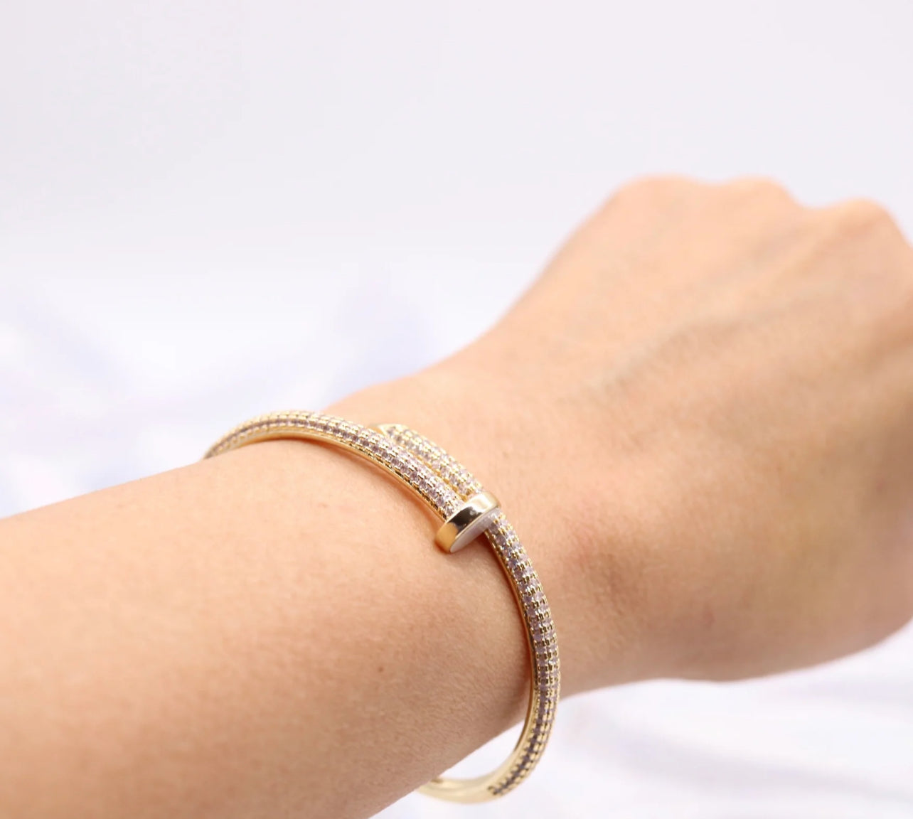 Pave Nail Bangle Bracelet