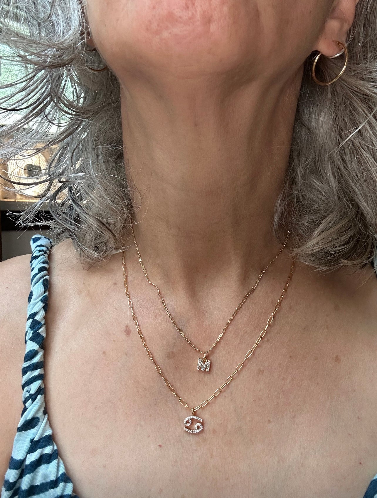 Dainty Pave Initial Charm Necklace