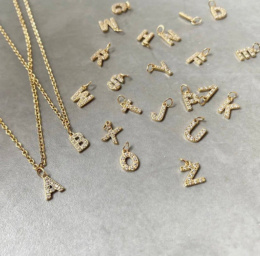 Dainty Pave Initial Charm Necklace