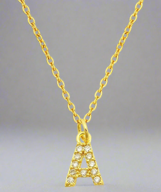Dainty Pave Initial Charm Necklace