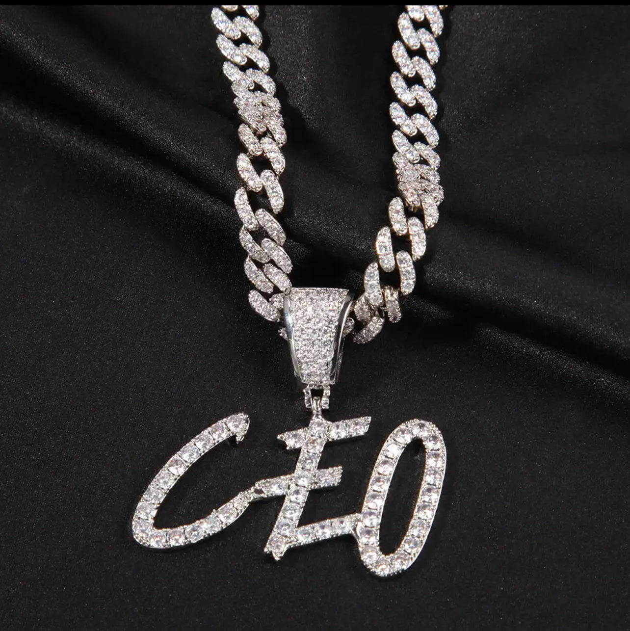 Bezeled Initial Cuban Link Necklace